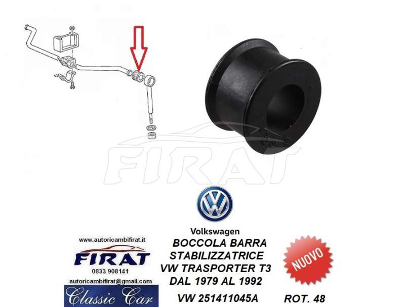 BOCCOLA BARRA STABILIZZATRICE VW TRASPORTER 79-82 (251411045A)